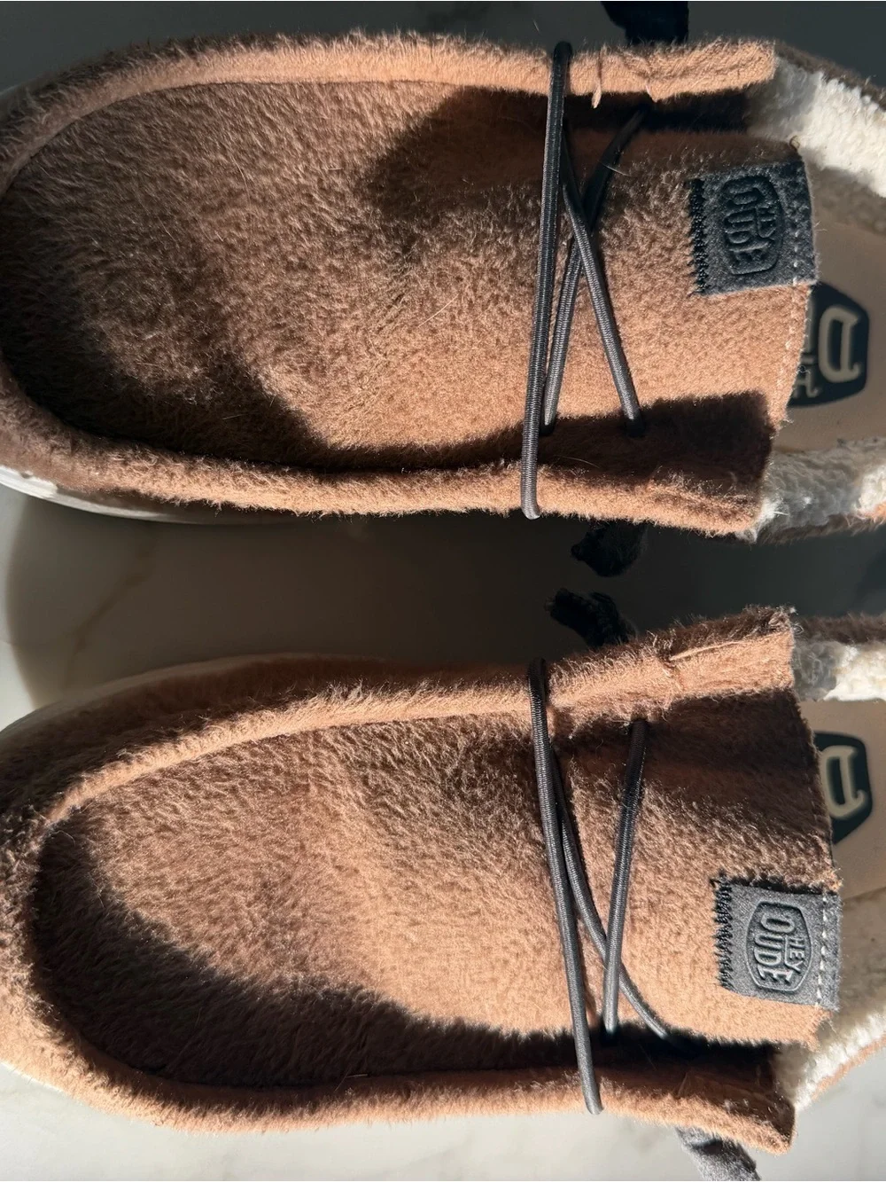 Hey Dude Tan Fuzzy Slip-On Moccasin Sneakers
